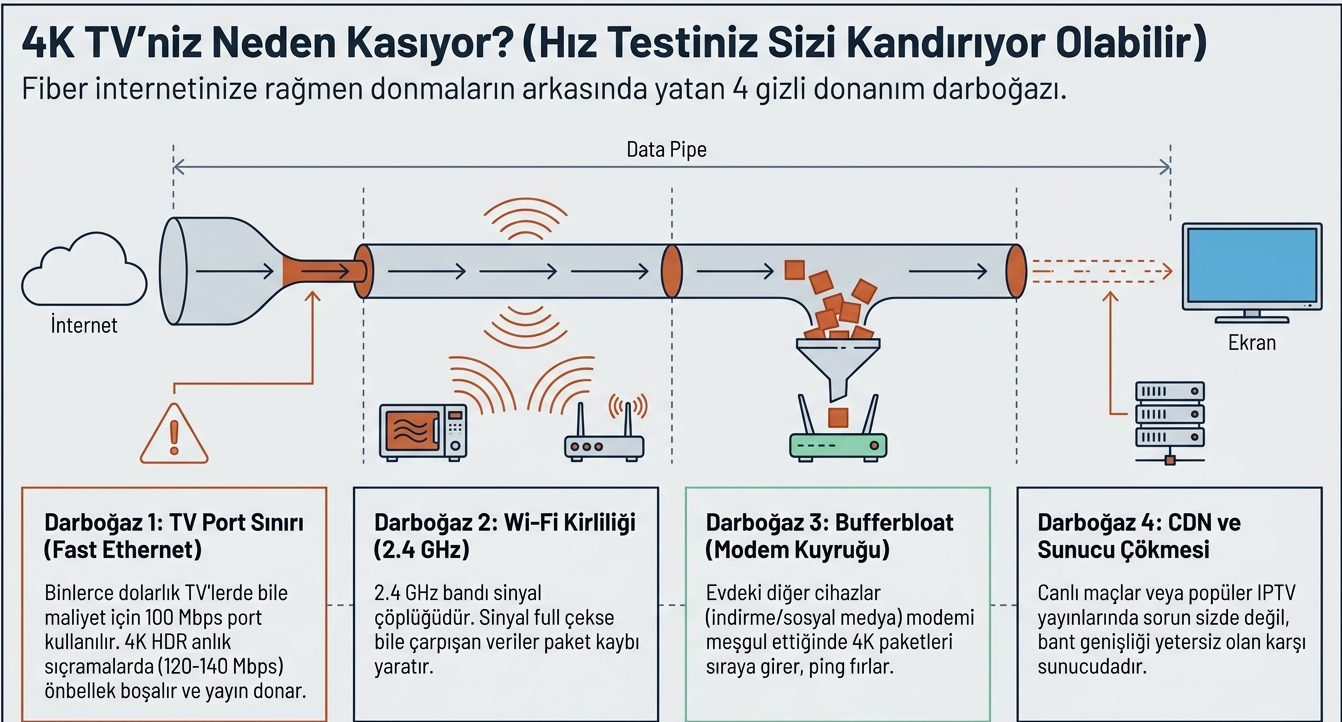 Akıllı TV’de İnternet Neden Kasar? 4K Donma Çözümü 1 Akıllı TV’de İnternet Neden Kasar? 4K Donma Çözümü